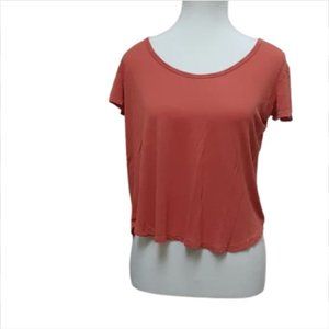 Aritzia Talula short sleeves cropped burnt orange  stretchy shirt xs